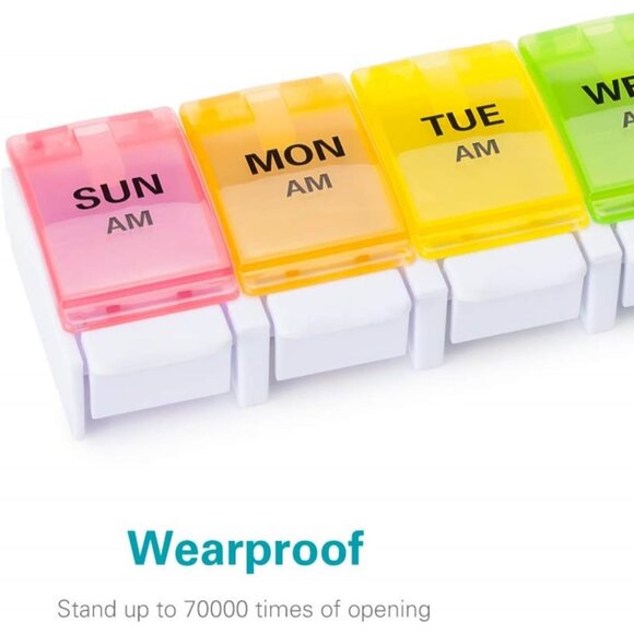 AM PM Weekly Pill Organizer 2 Times A Day, Large Daily Pill Box Case 7 Day with - Picture 6 of 8